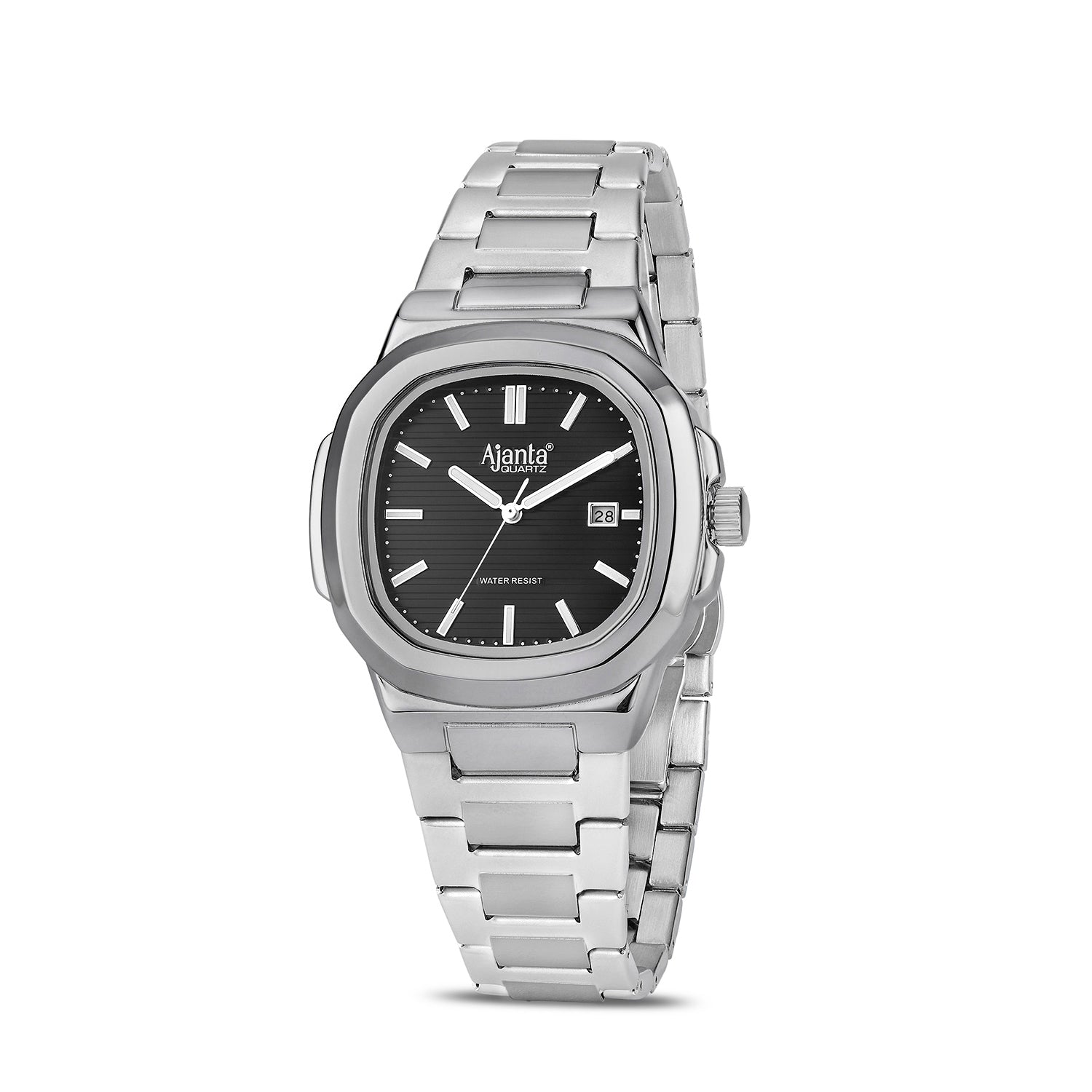 Astera Silver Black Dial Stainless Steel Date  Display Watch for Men