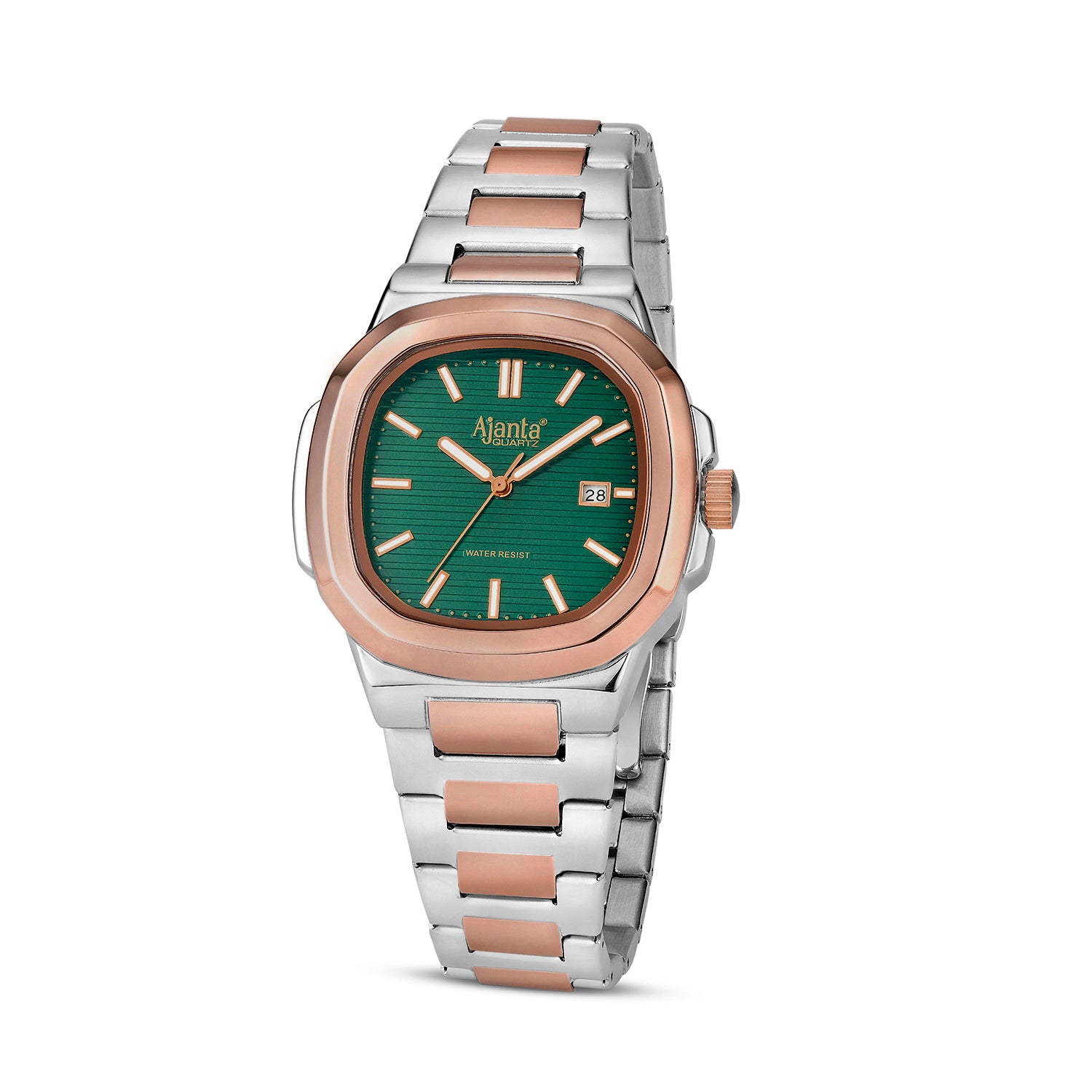 Astera Two Tone  Green Dial Stainless Steel Date Display Watch for Men