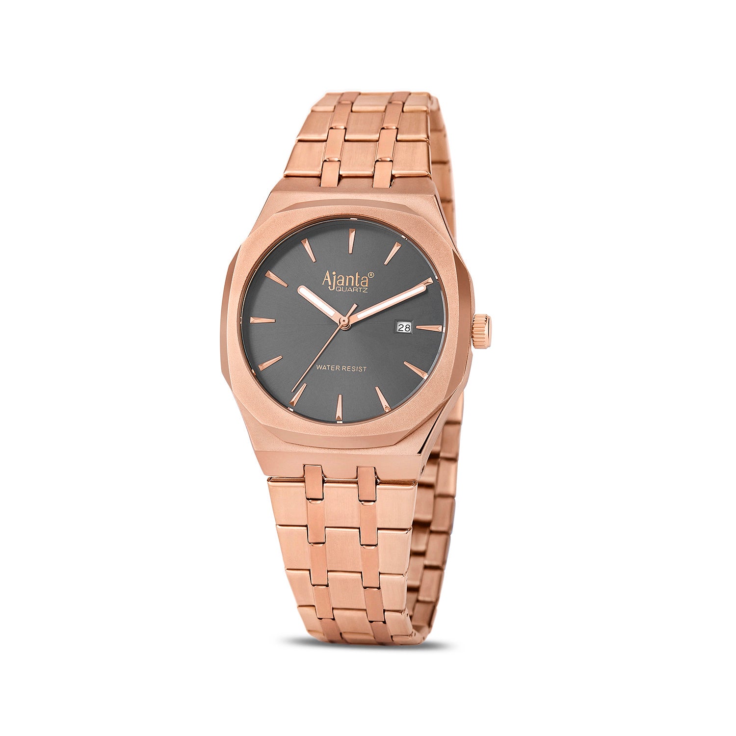 Vertex  Rose Gold Grey Dial Stainless Steel Date  Display Watch for Men