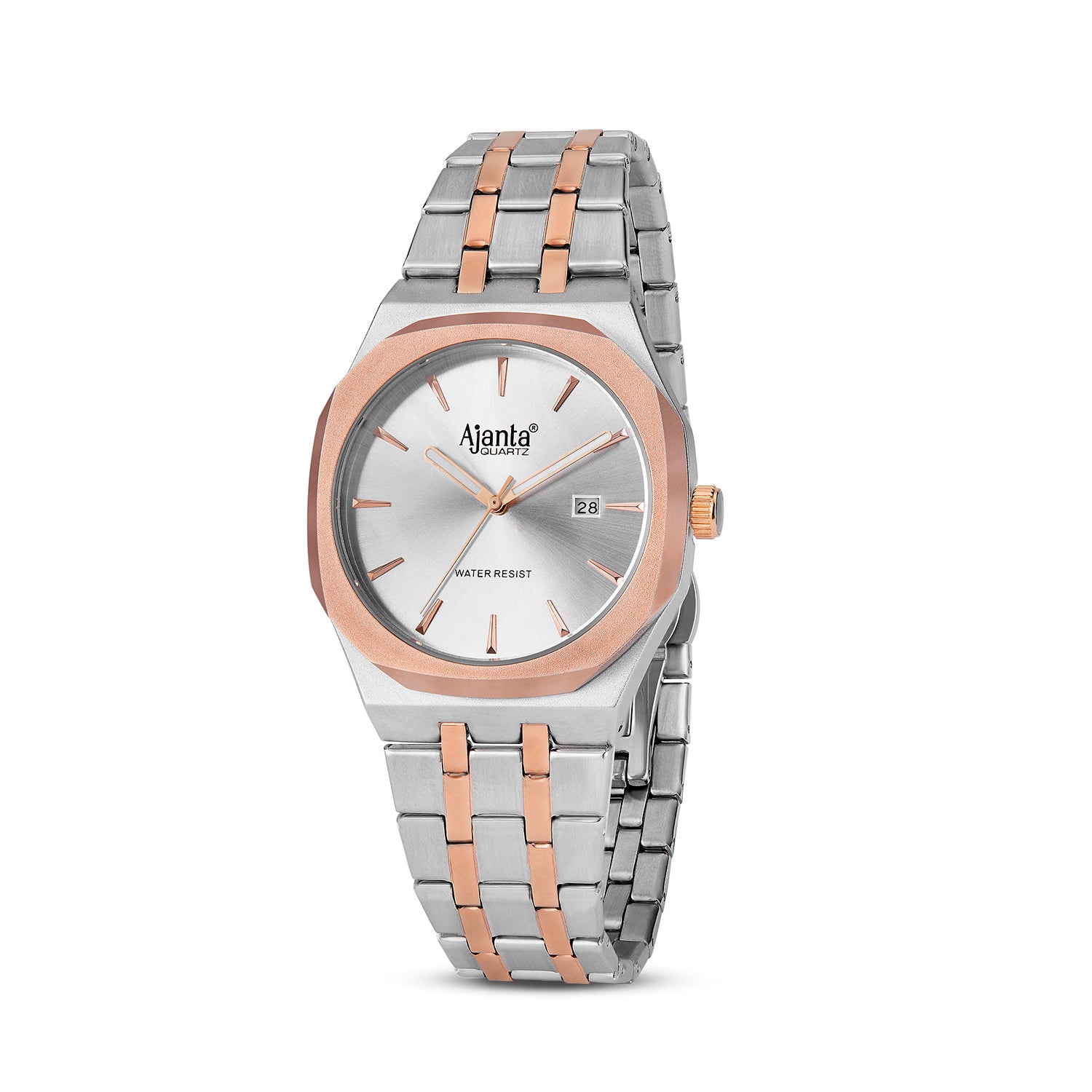 Vertex Two Tone  Silver Dial Stainless Steel Date Display Watch for Men