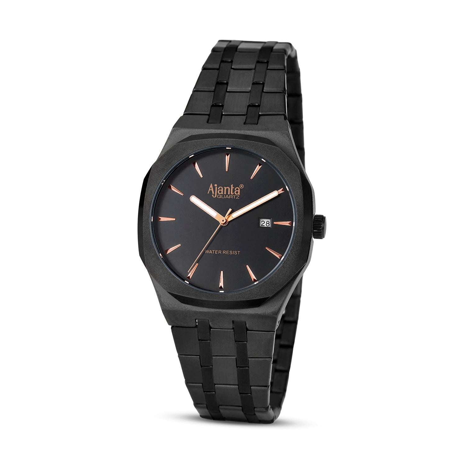 Vertex Black Dial Stainless Steel Date  Display Watch for Men