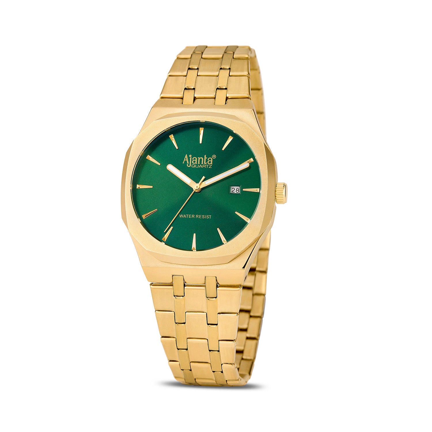 Vertex  Gold Green Dial Stainless Steel Date  Display Watch for Men