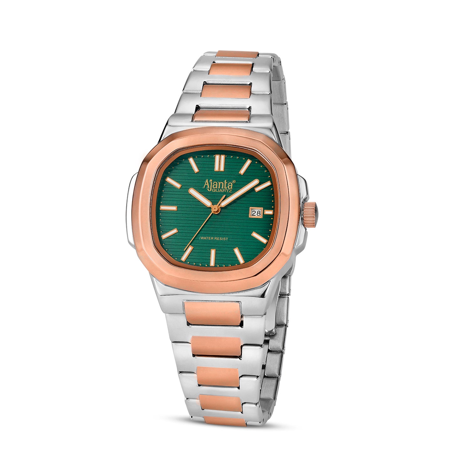 Astera Two Tone  Green Dial Stainless Steel Date Display Watch for Men