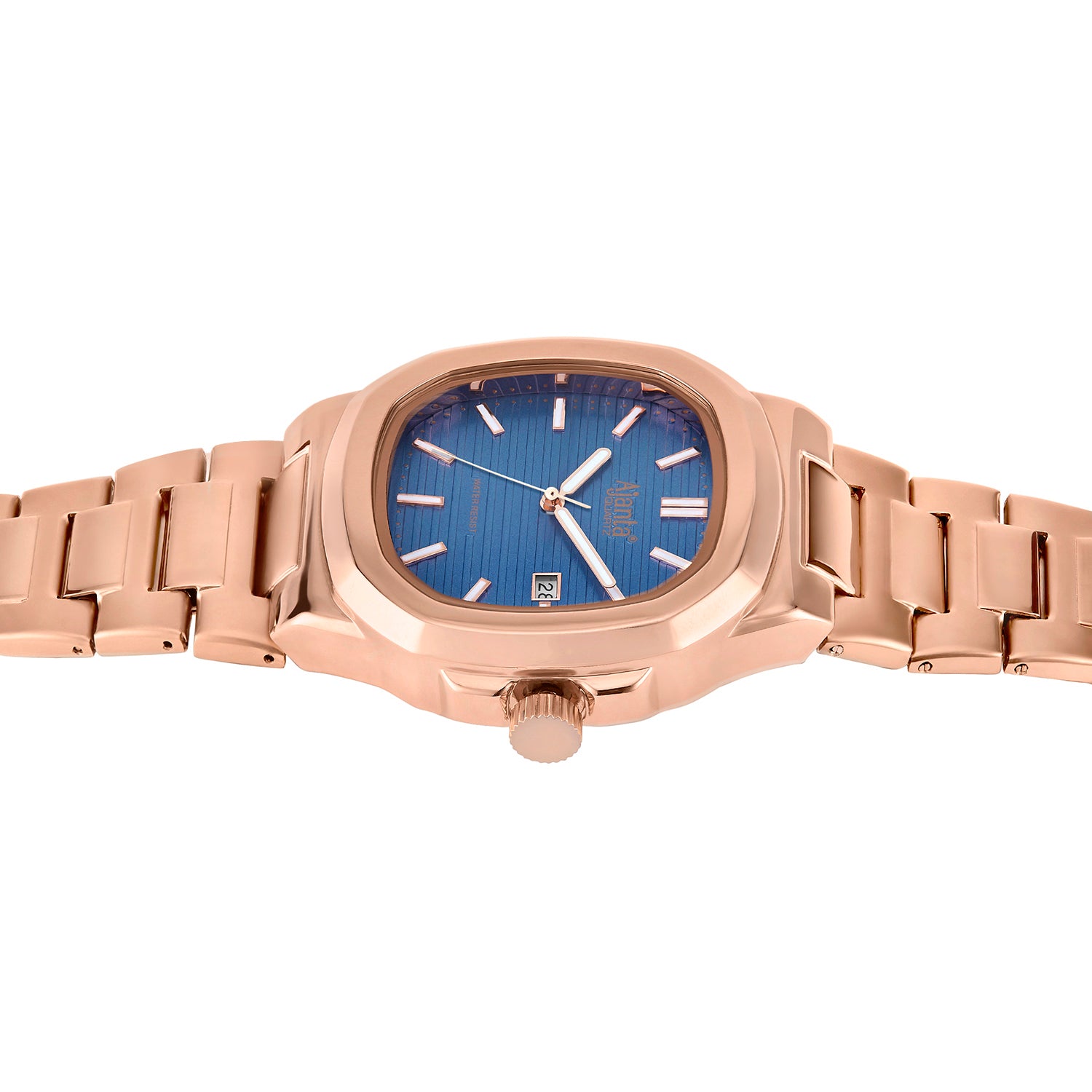 Astera Rose Gold Blue Dial Stainless Steel Date Display  Watch for Men