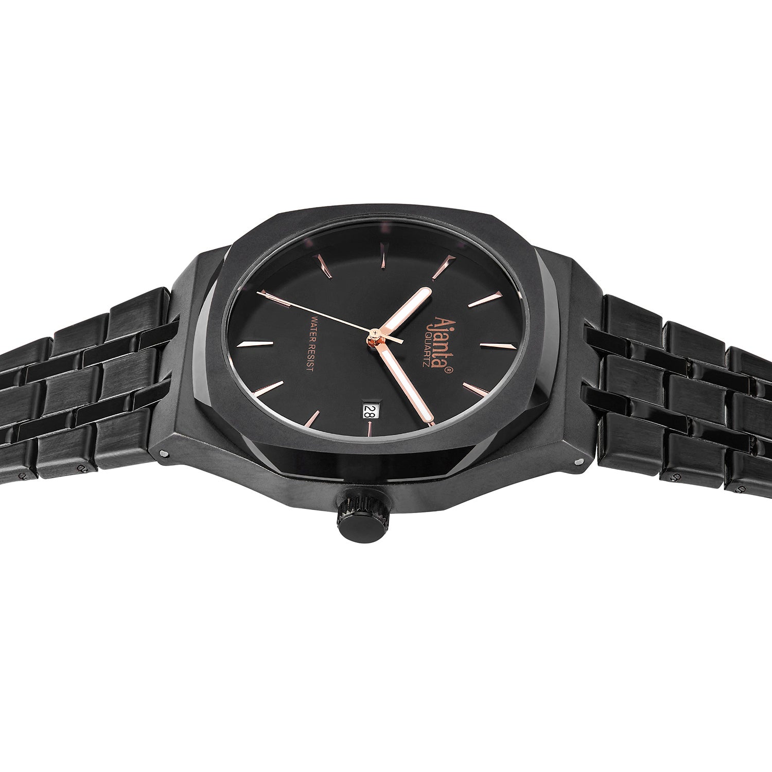 Vertex Black Dial Stainless Steel Date  Display Watch for Men