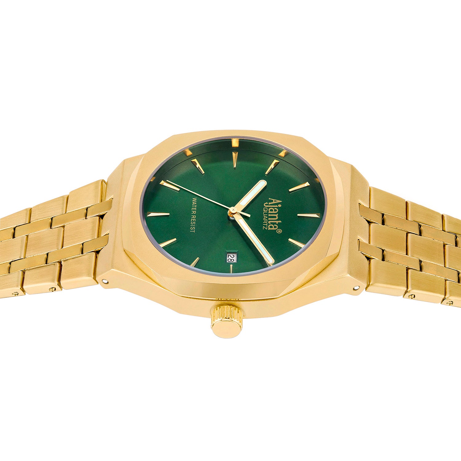 Vertex  Gold Green Dial Stainless Steel Date  Display Watch for Men