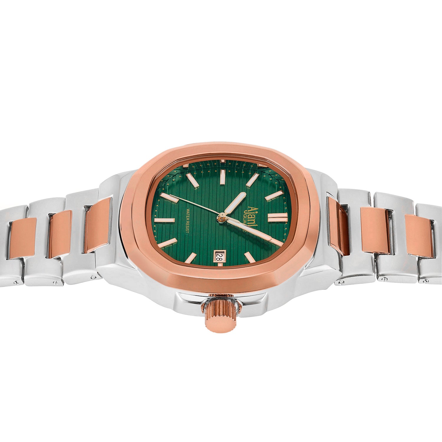Astera Two Tone  Green Dial Stainless Steel Date Display Watch for Men