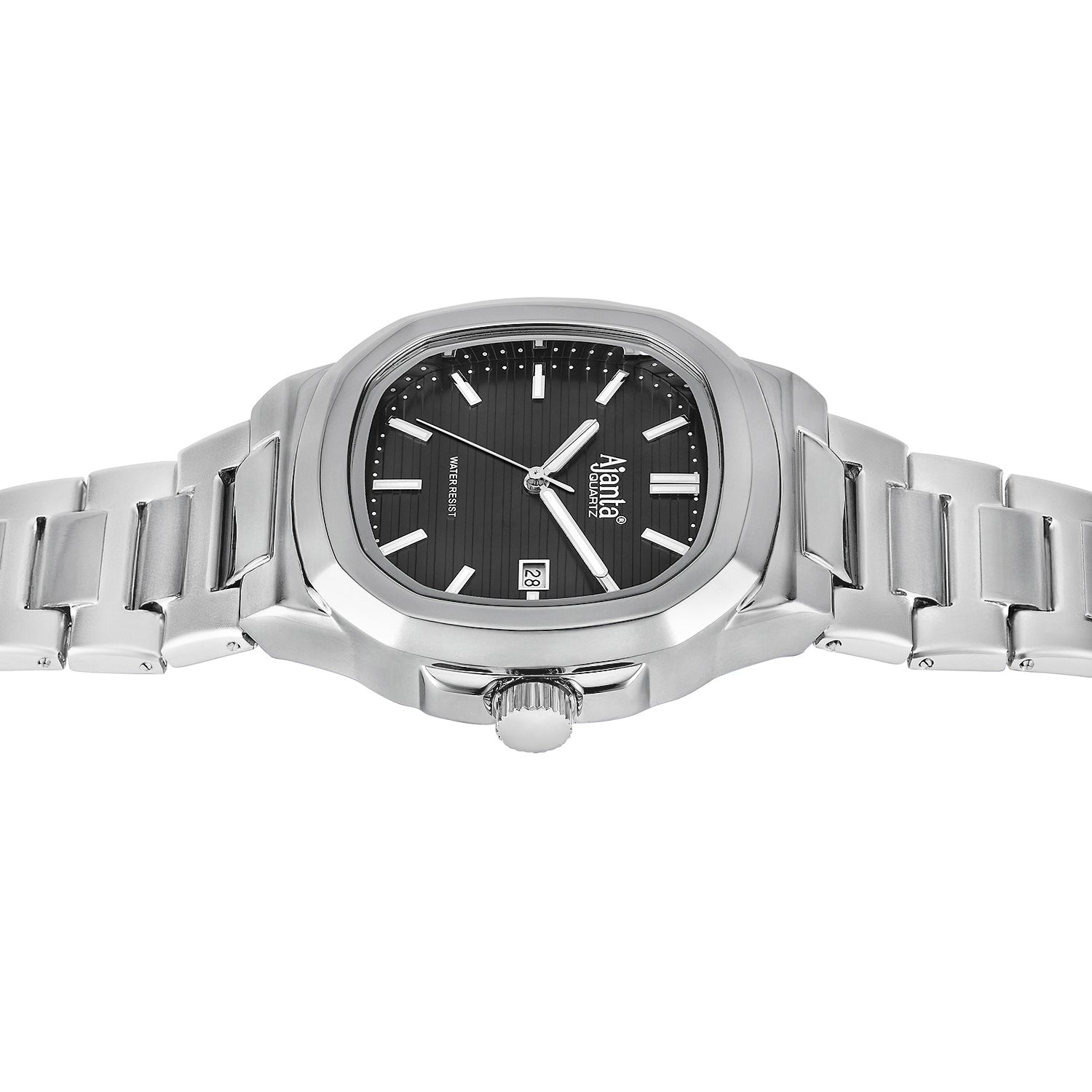 Astera Silver Black Dial Stainless Steel Date  Display Watch for Men