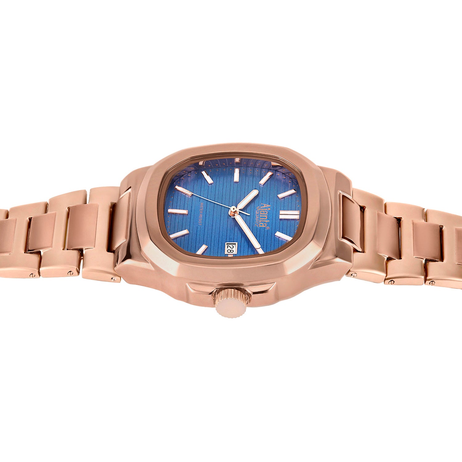 Astera Rose Gold Blue Dial Stainless Steel Date Display  Watch for Men