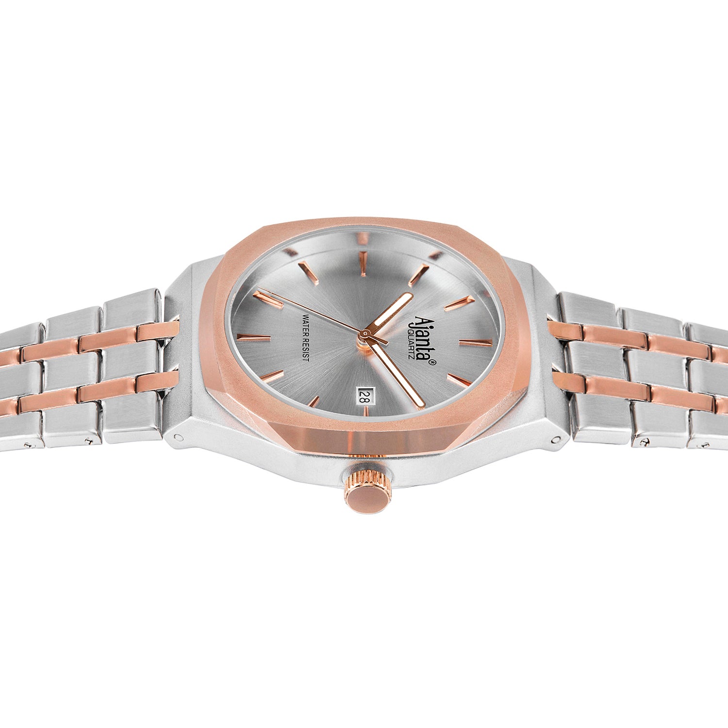 Vertex Two Tone  Silver Dial Stainless Steel Date Display Watch for Men