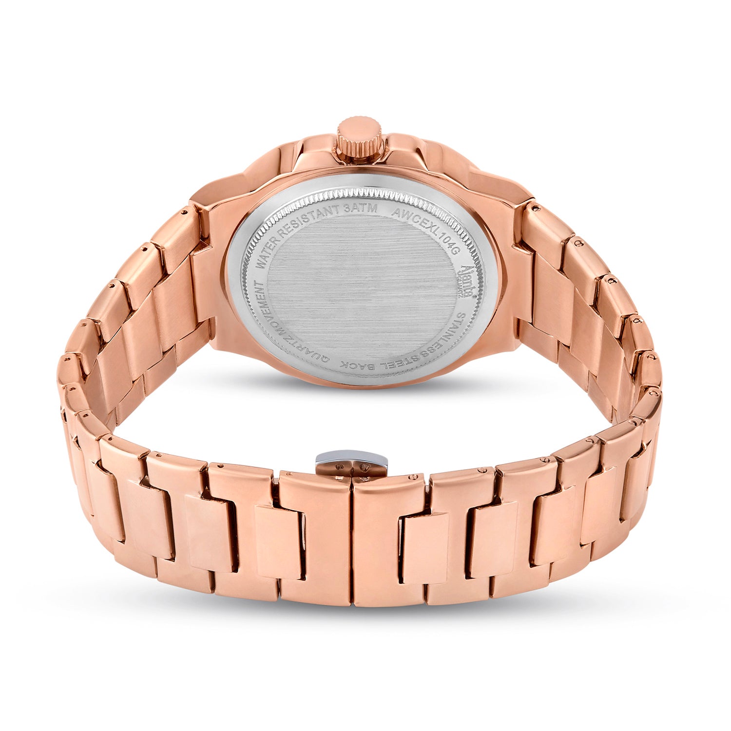 Astera Rose Gold Blue Dial Stainless Steel Date Display  Watch for Men