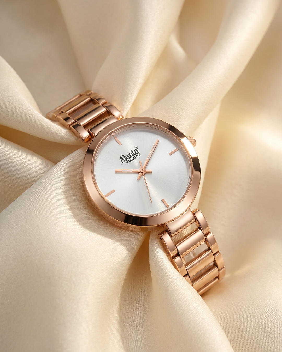 Stellar Silver Dial Rose Gold-Tone Stainless Steel Bracelet