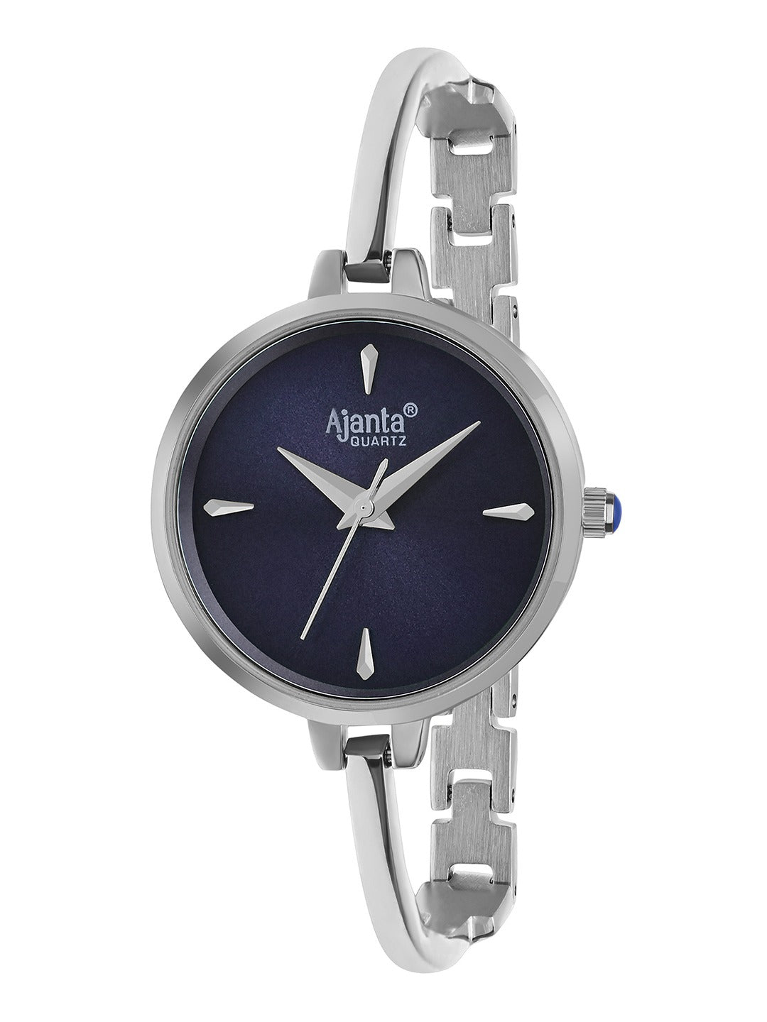 Ajanta Quartz Women's Elegant Silver Bangle Watch with Blue Dial (AWC052PMSL/2)