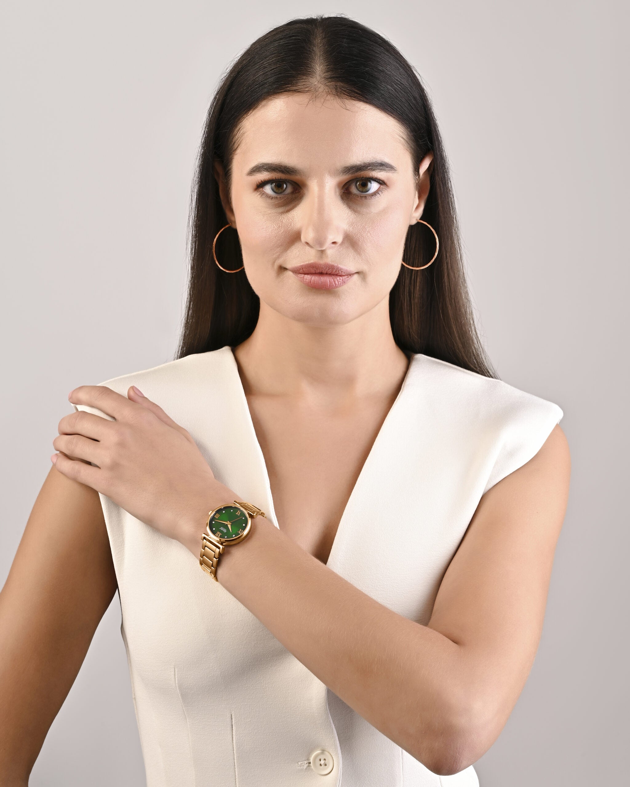 Ajanta Rose Gold Metal Strap Green Dial Ladies Analog Watch| AWC119ESL/8