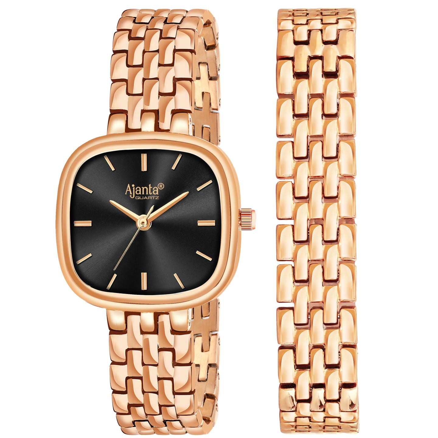 Ajanta Black Dial Strap Watch | AWC127ESL/2