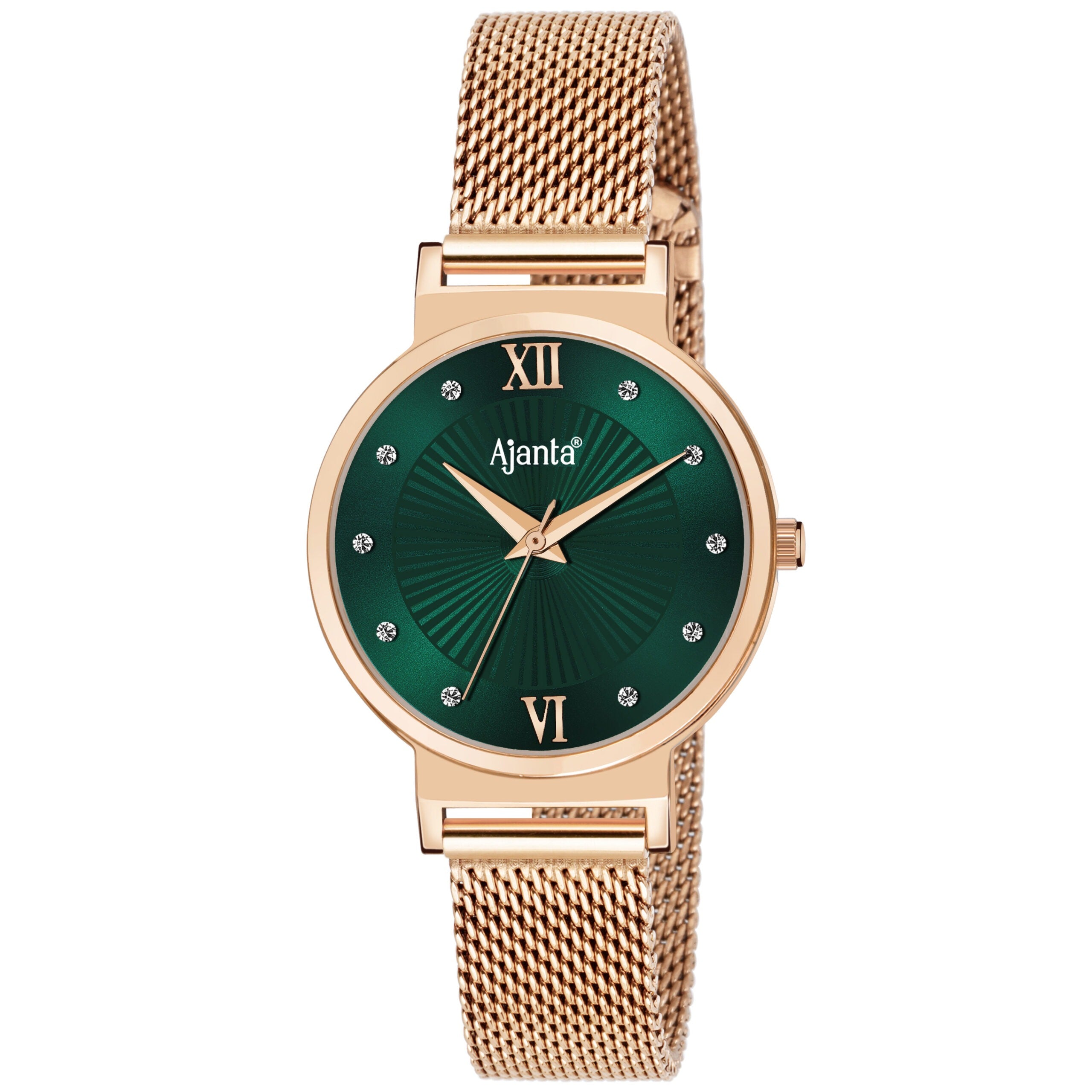 Ajanta Women’s Green Dial Stainless Steel Strap Watch | AWC117ESL/5