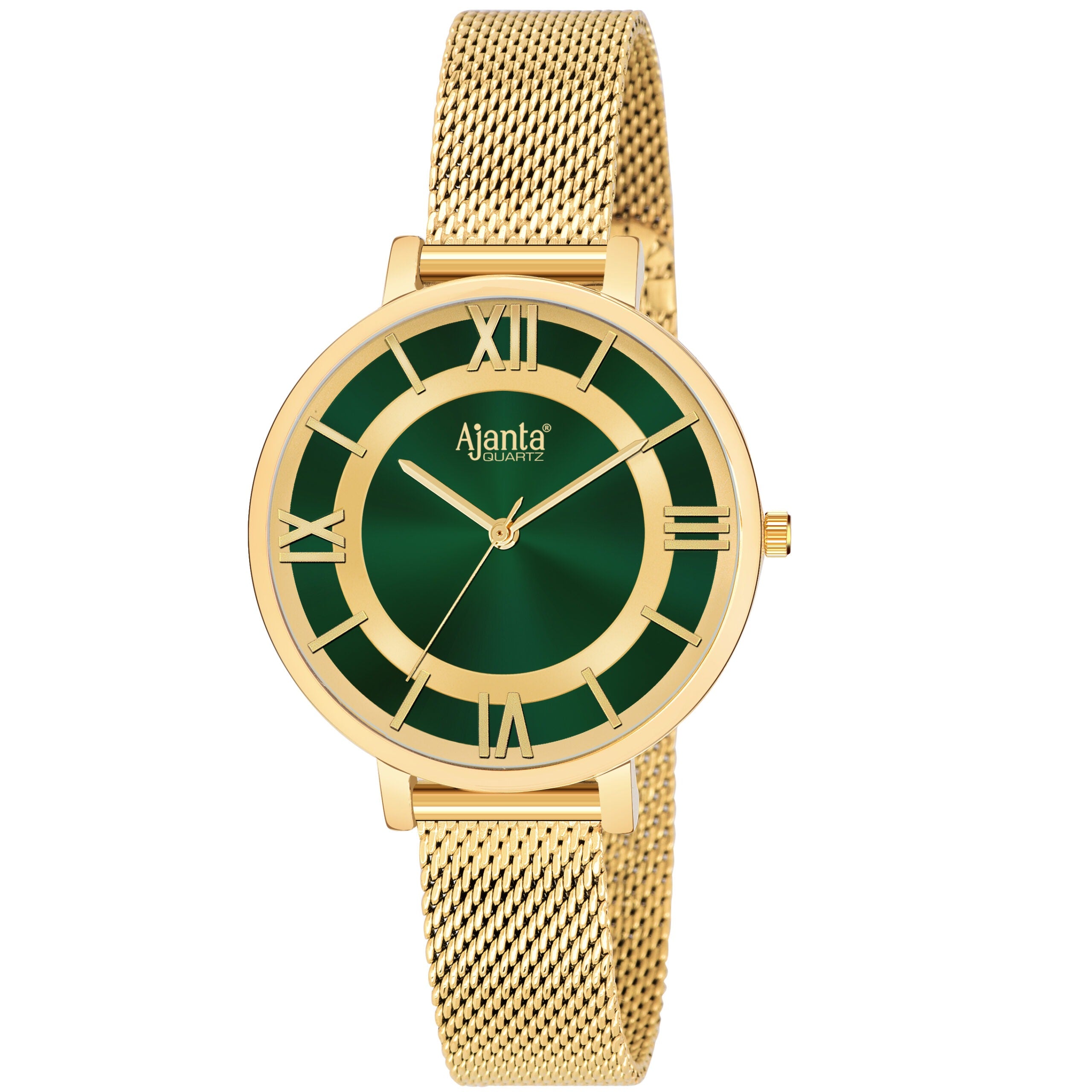Ajanta Green Dial Strap Watch | AWC701TAL/1