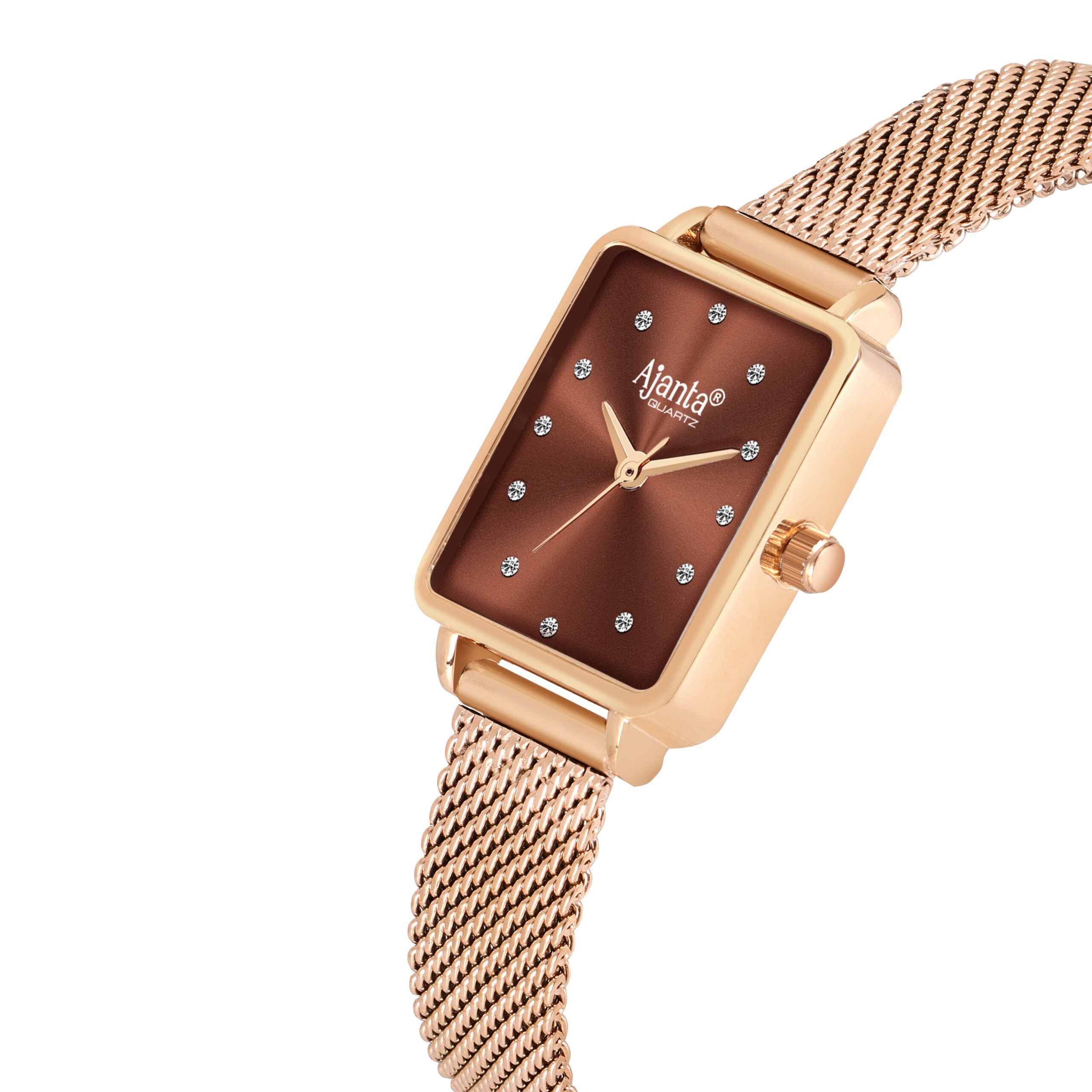 Ajanta Brown Dial Mesh Strap Watch | AWC128ESL/2