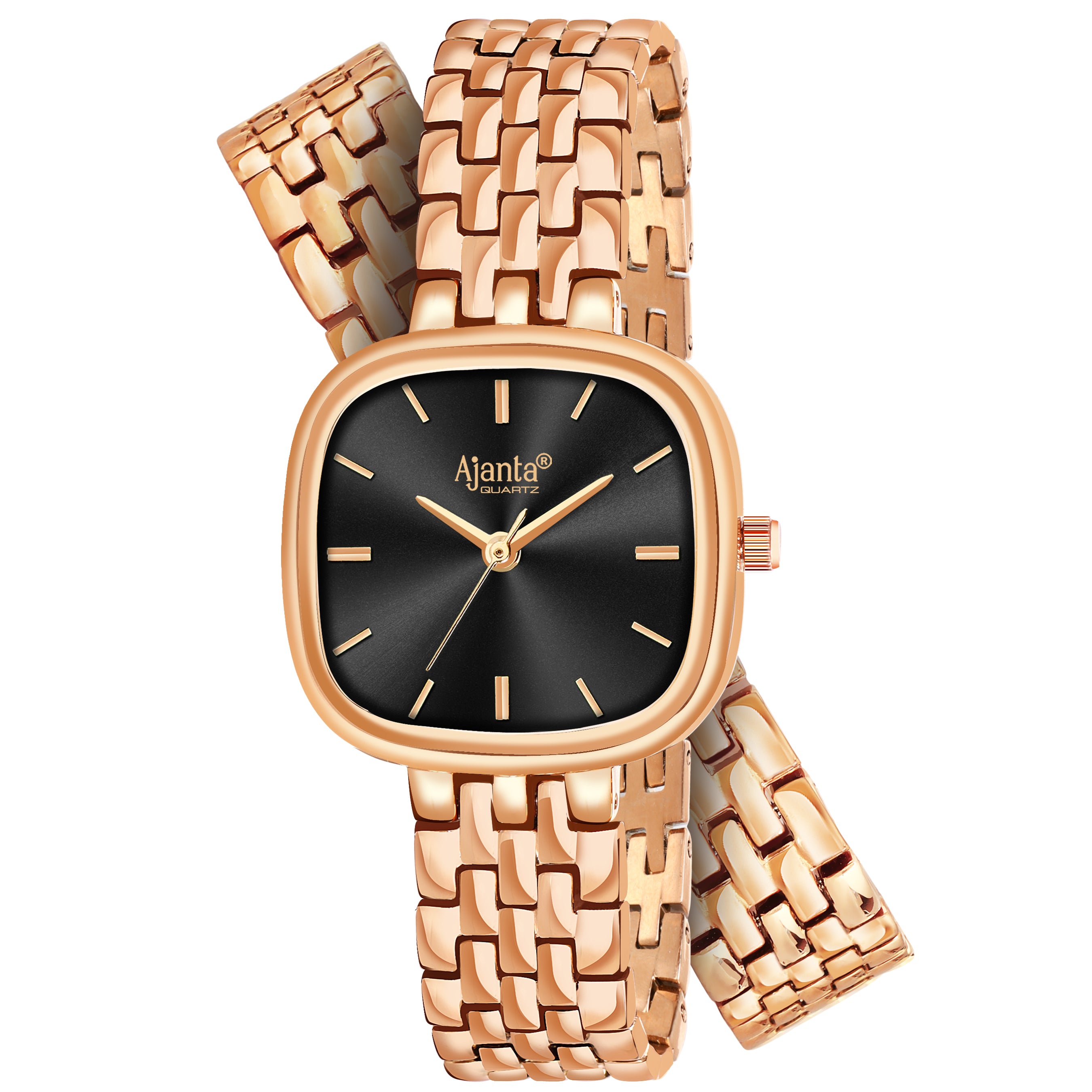 Starlé Black Dial Rose Gold-Tone Bracelet Set