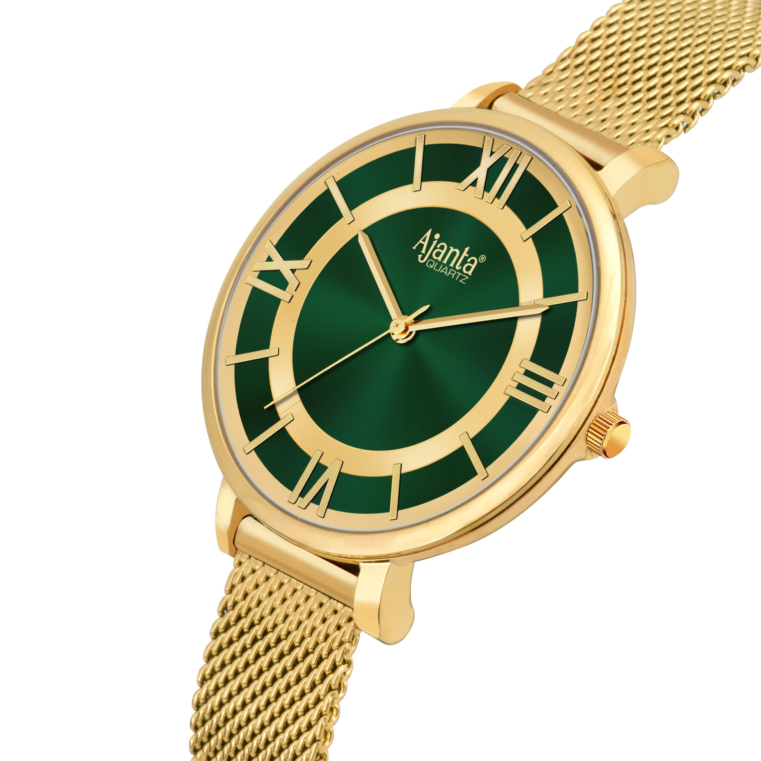 Ajanta Green Dial Strap Watch | AWC701TAL/1