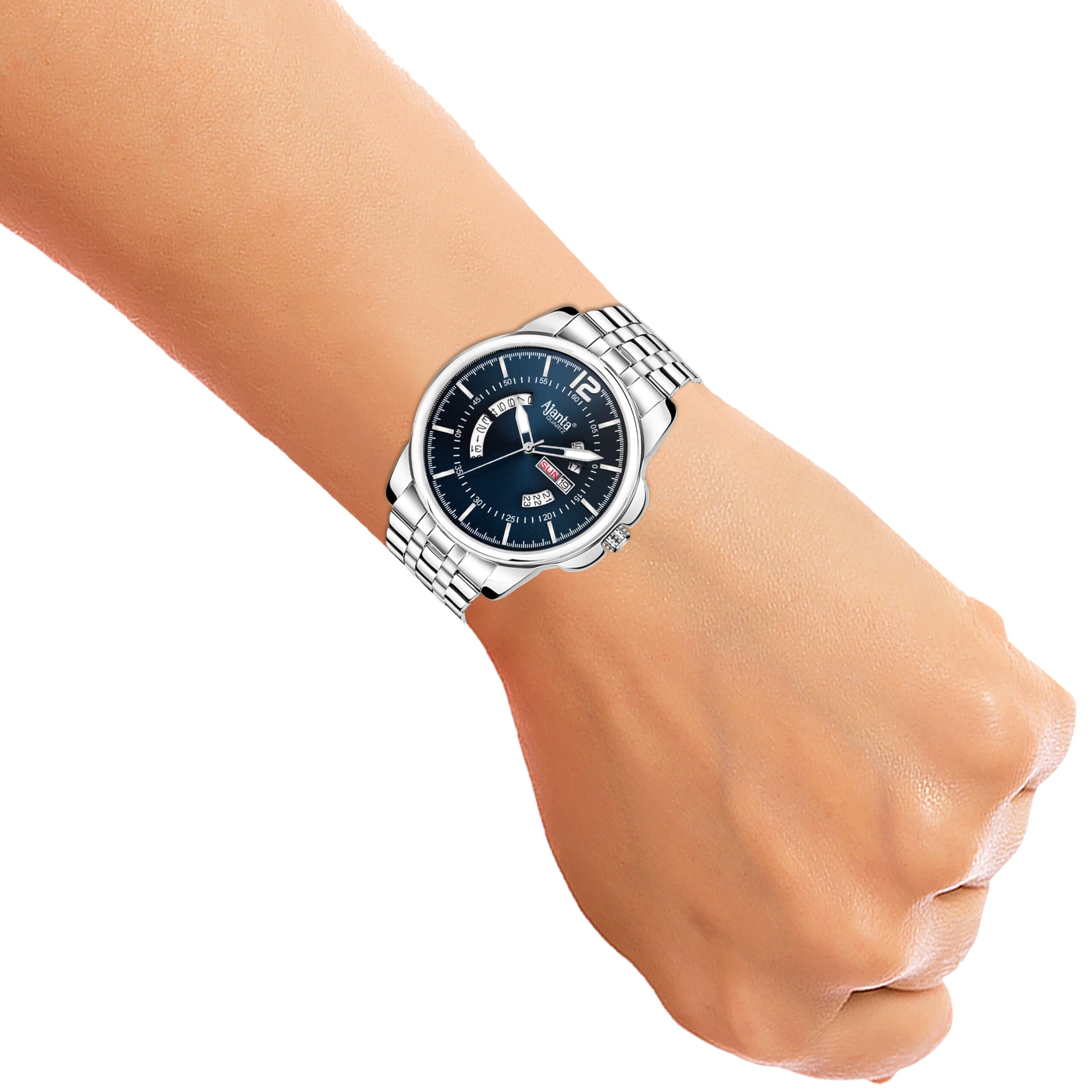 Ajanta Blue Dial Strap Watch | AWC048MSG/1/BS/SL/SS
