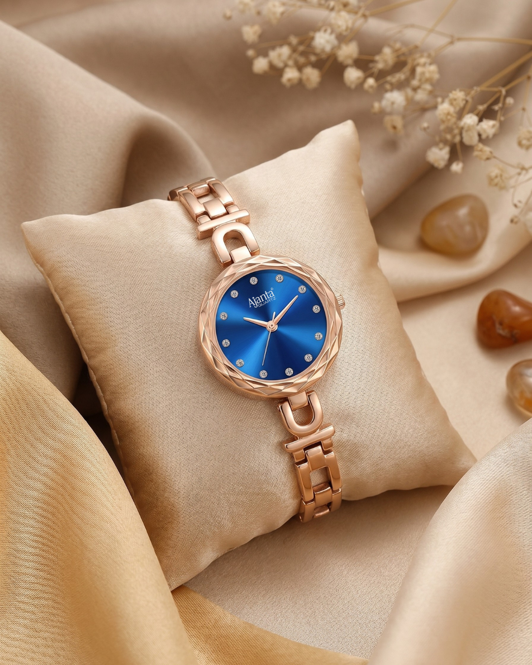 Eloria Blue Dial Rose Gold-Tone Bracelet