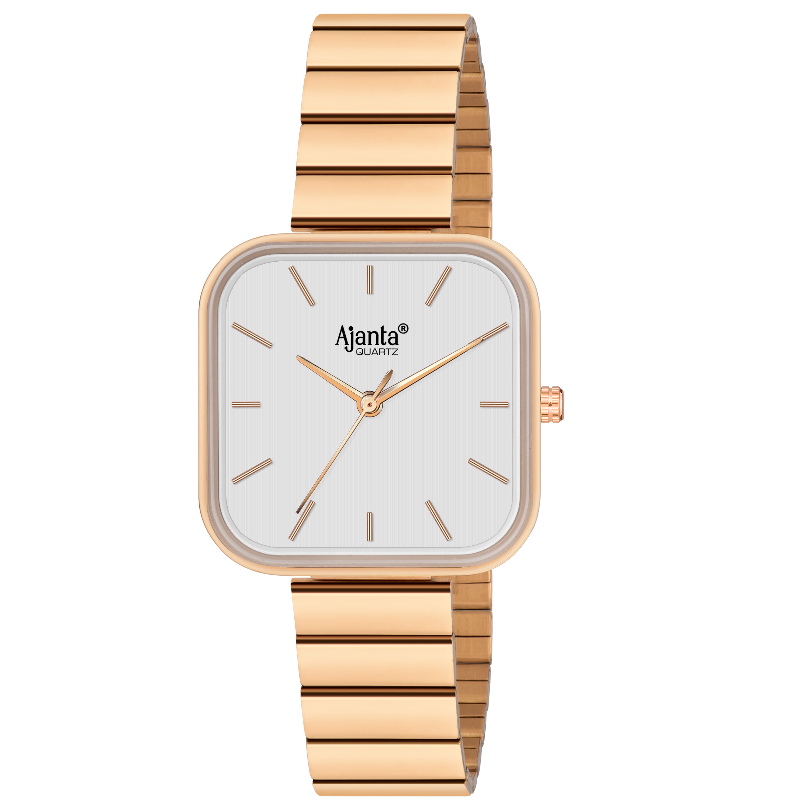 Sorelle Silver Dial Rose Gold-Tone Square Bracelet