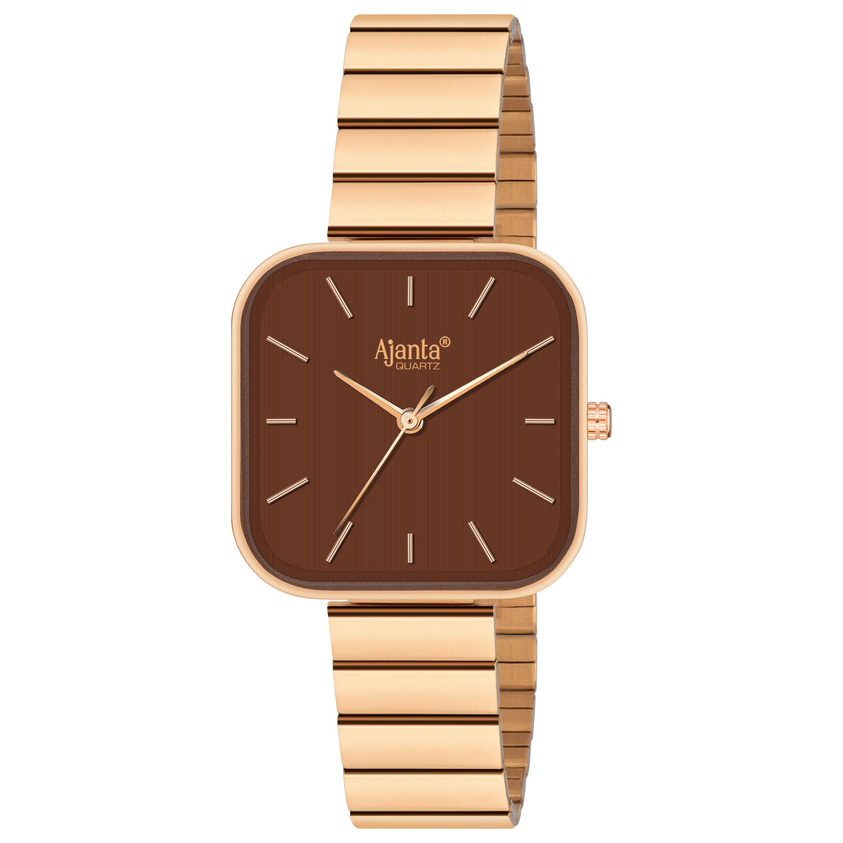 Sorelle Brown Dial Rose Gold-Tone Square Bracelet