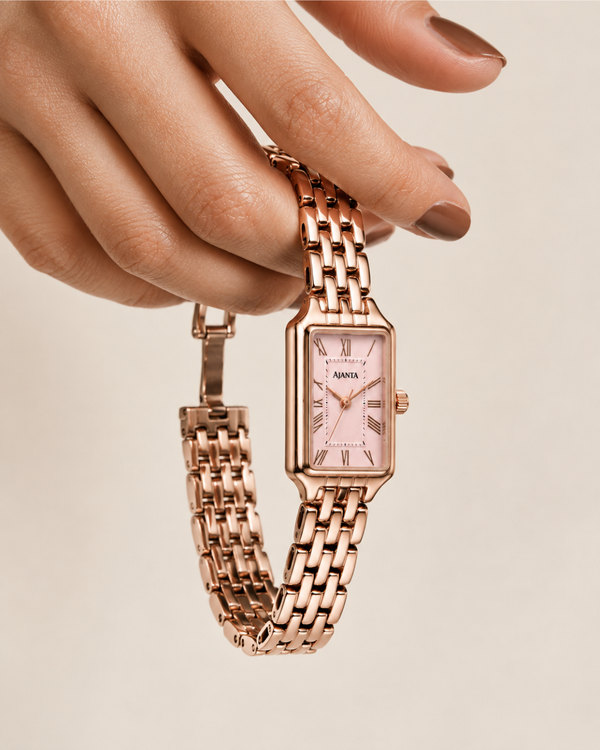 Celeste Pink Dial Rose Gold-Tone Stainless Steel Bracelet Watch for Women