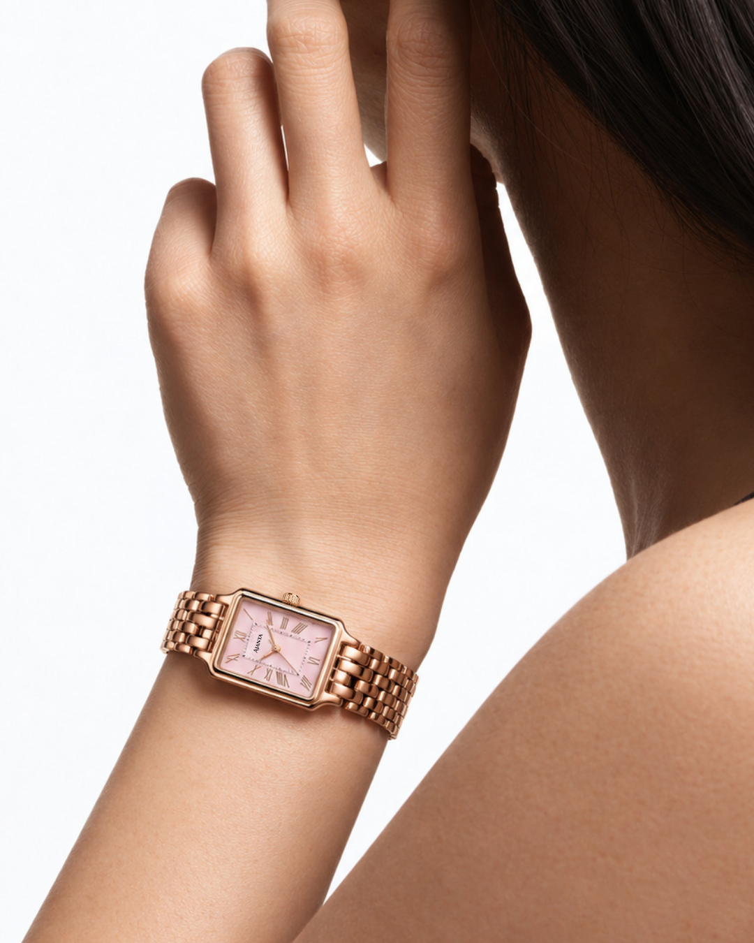 Celeste Pink Dial Rose Gold-Tone Stainless Steel Bracelet Watch for Women