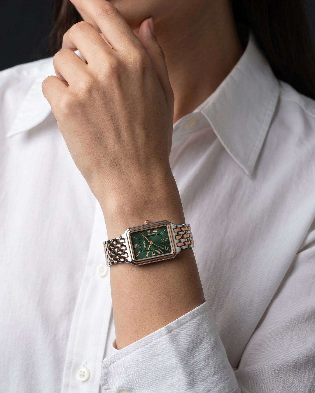 Celeste Green Dial Two-Tone Bracelet Watch for Women