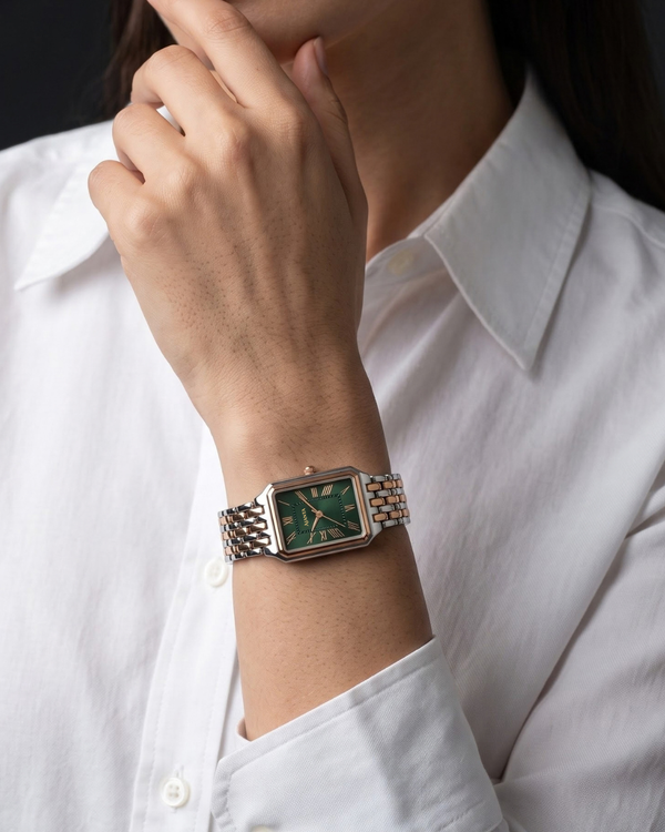 Celeste Green Dial Two-Tone Bracelet Watch for Women