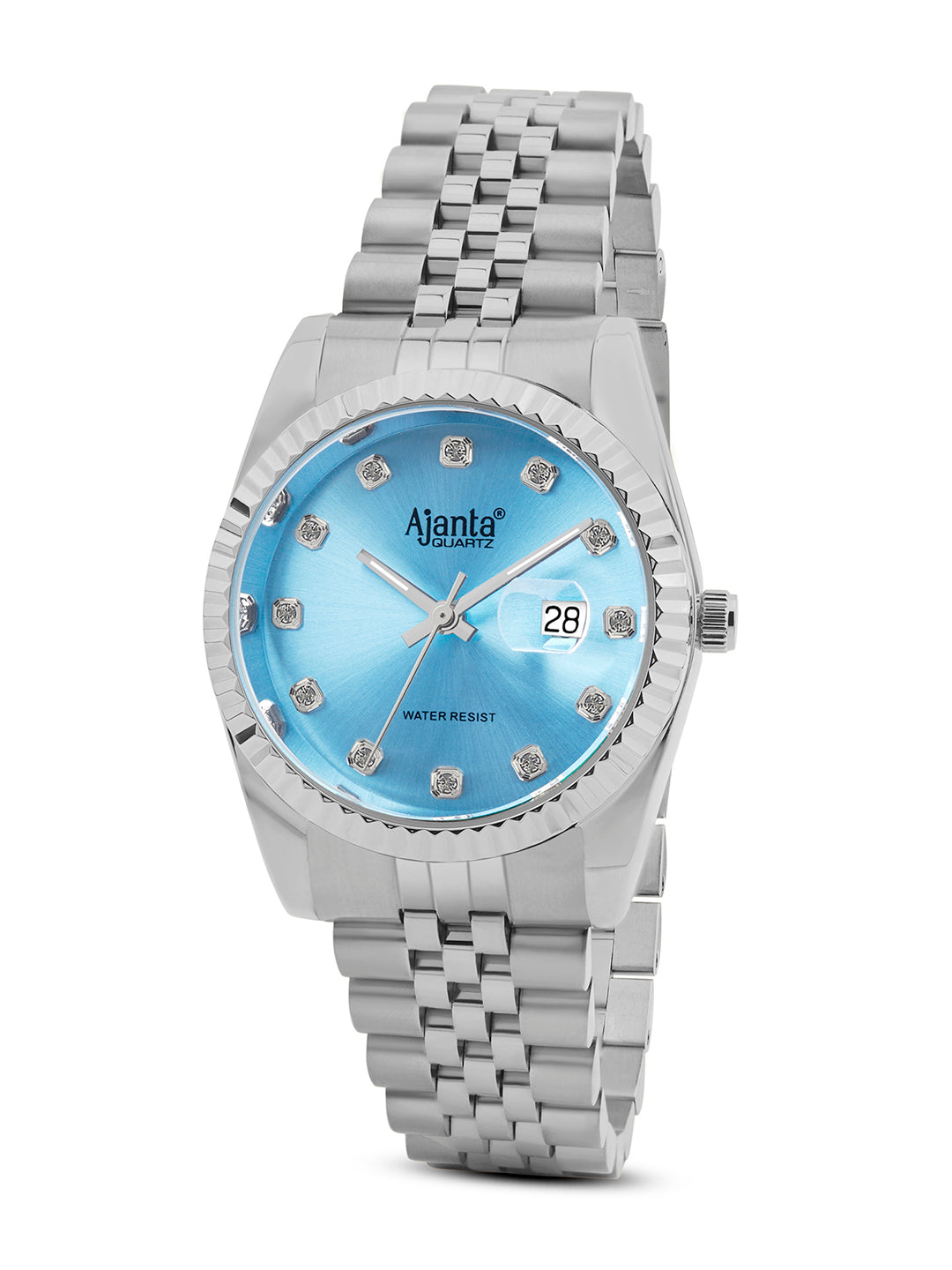Avenza Sky Blue Dial Stainless Steel Day-Date Watch
