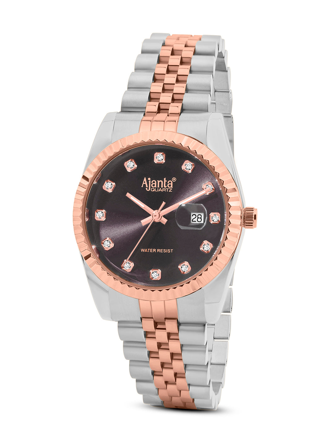 Avenza Two-Tone Grey Dial Stailnless Steel Day-Date Watch