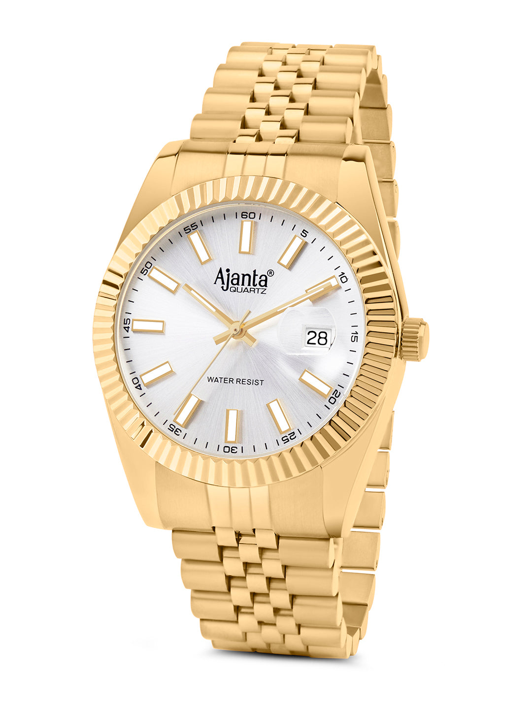 Monaco Gold Tone Silver Dial Stainless Steel Day-Date  Watch