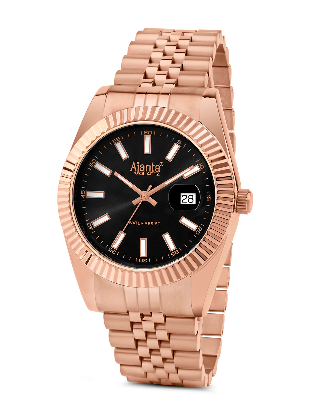 Monaco Rose Gold Black DIal Stainless Steel Day-Date Watch