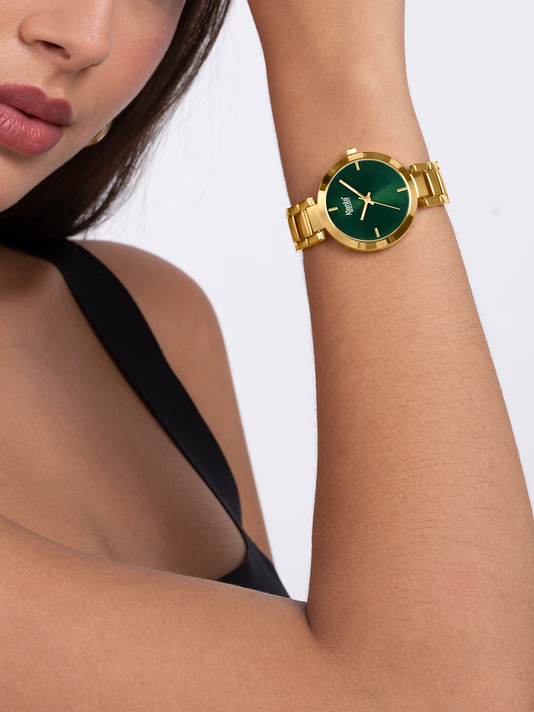 Ajanta Quartz Women’s Gold-Tone Analog Watch with Green Dial, Stainless Steel Bracelet Strap, Elegant Round Stylish Wrist Watch for Women | AWC043MSL/7 (Green)