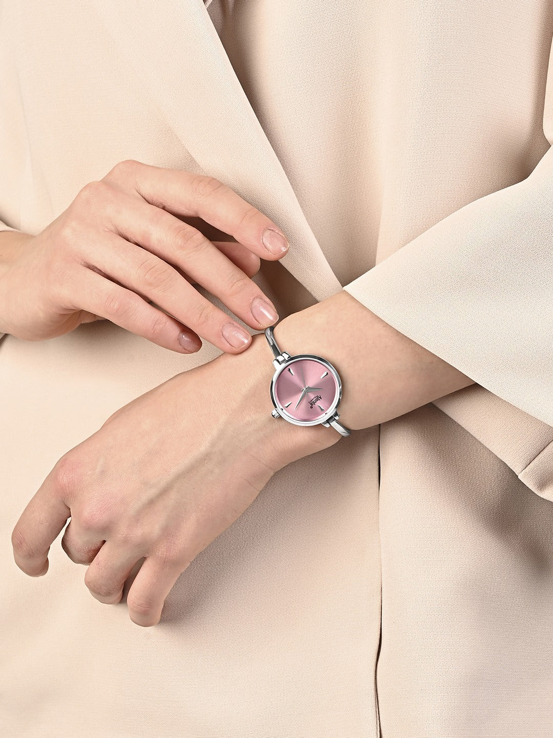 Ajanta Quartz Women's Elegant Silver Bangle Watch with Pink Dial (AWC052PMSL/1)