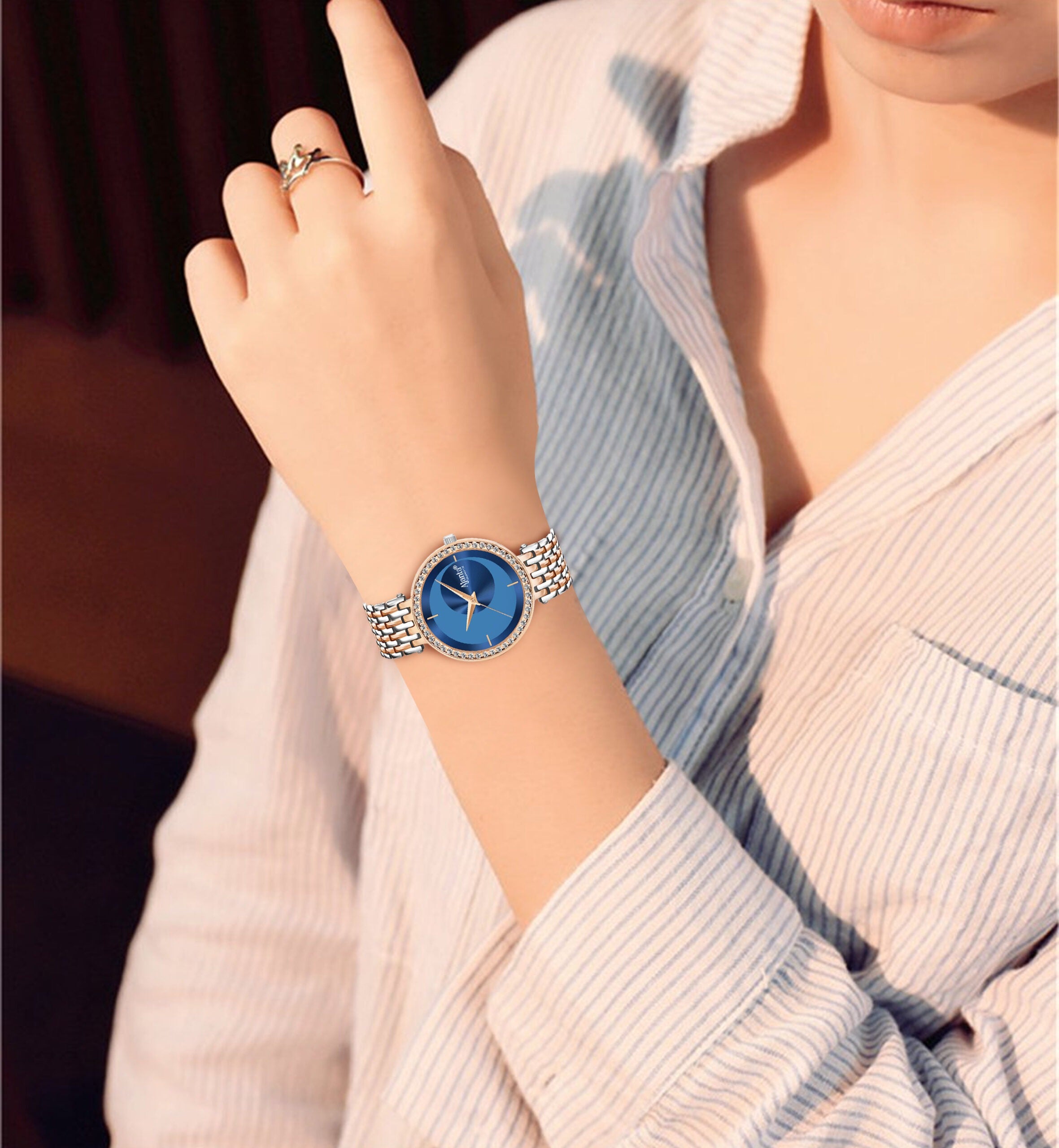 Ajanta Blue Dial Watch | AWC125ESL/1