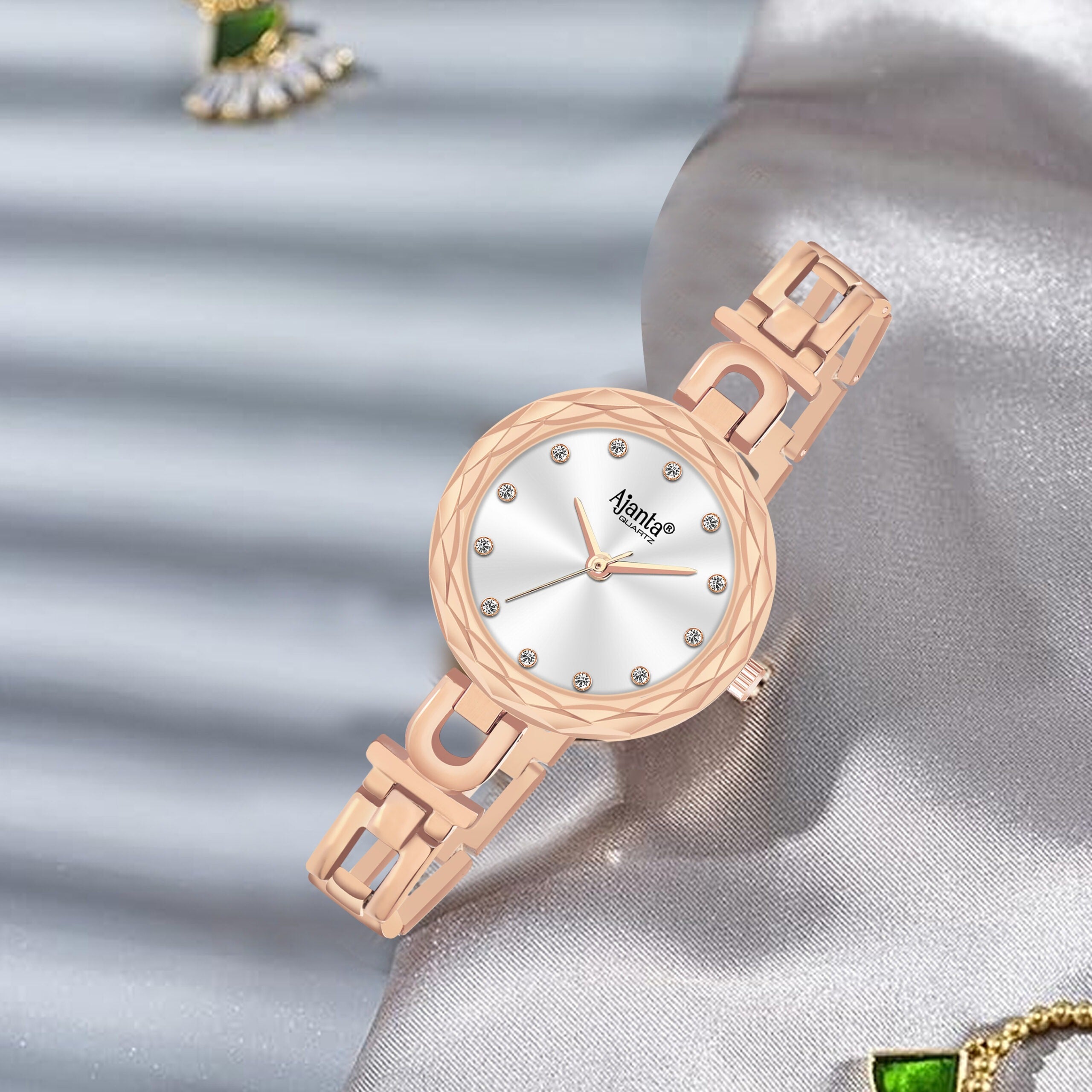 Ajanta Women’s Green Dial Strap Watch | AWC130-2