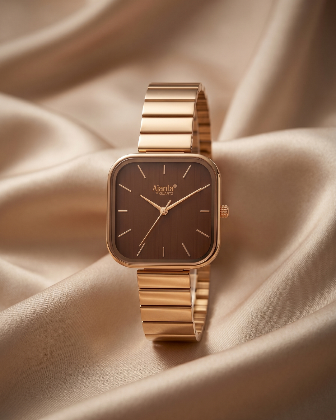 Sorelle Brown Dial Rose Gold-Tone Square Bracelet