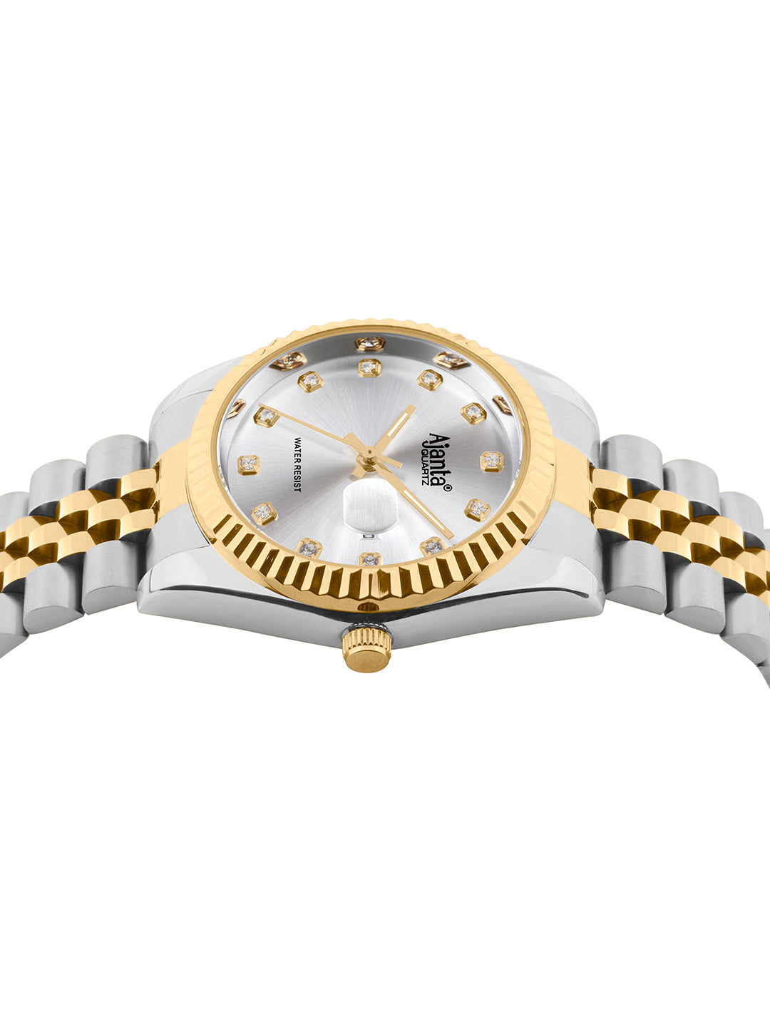 Avenza Two- Tone Silver Dial Stainless Steel Day-Date Watch