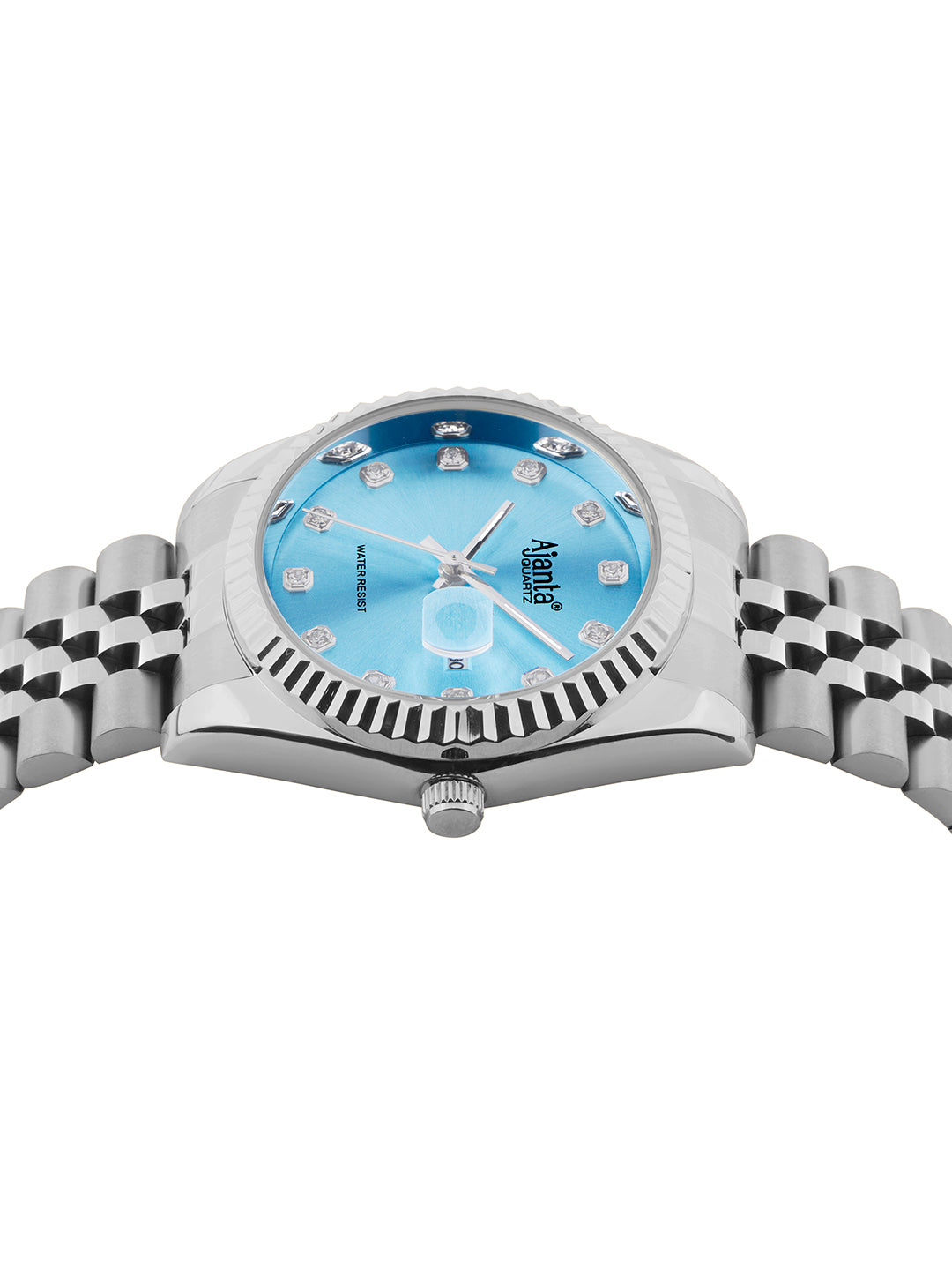 Avenza Sky Blue Dial Stainless Steel Day-Date Watch