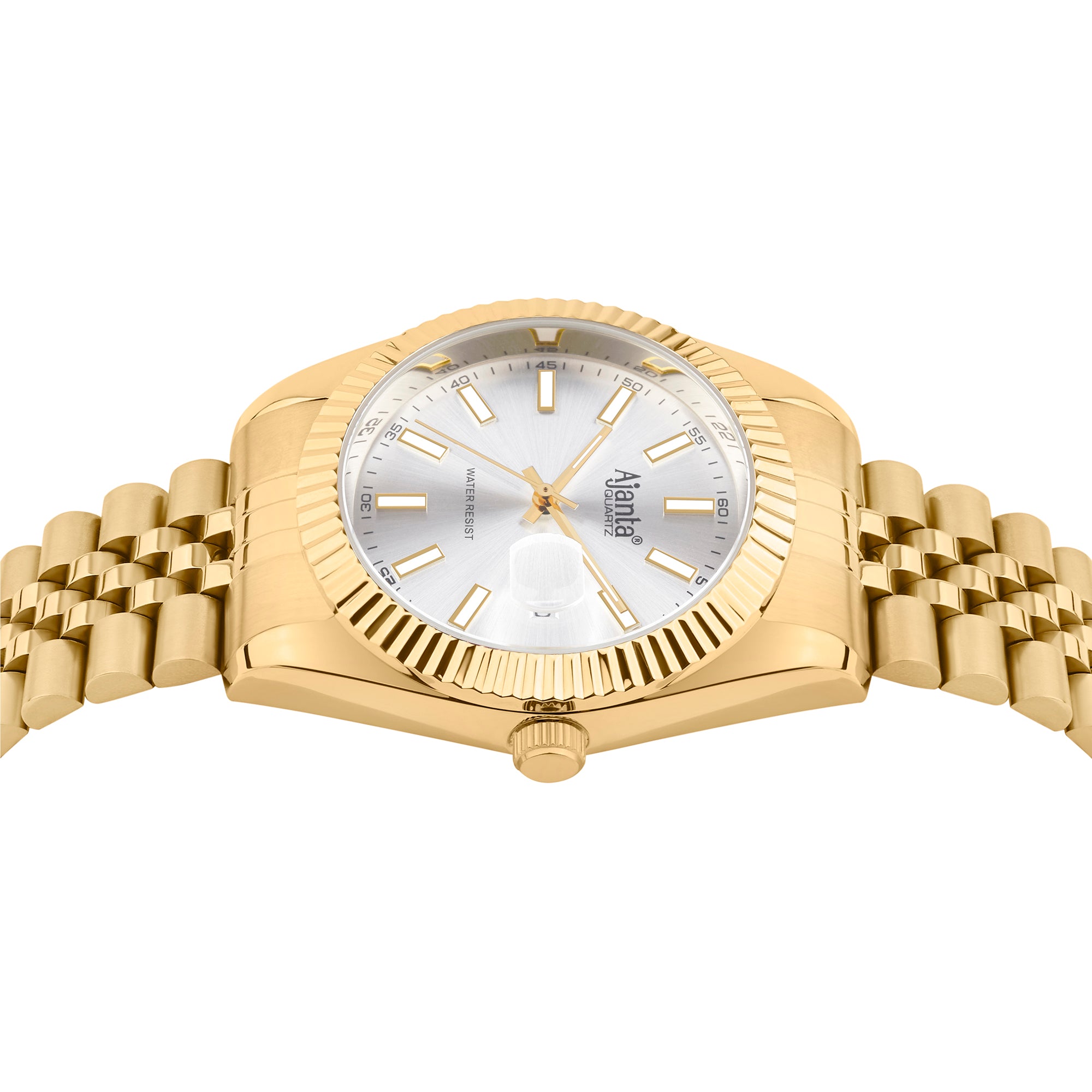 Monaco Gold Tone Silver Dial Stainless Steel Day-Date  Watch