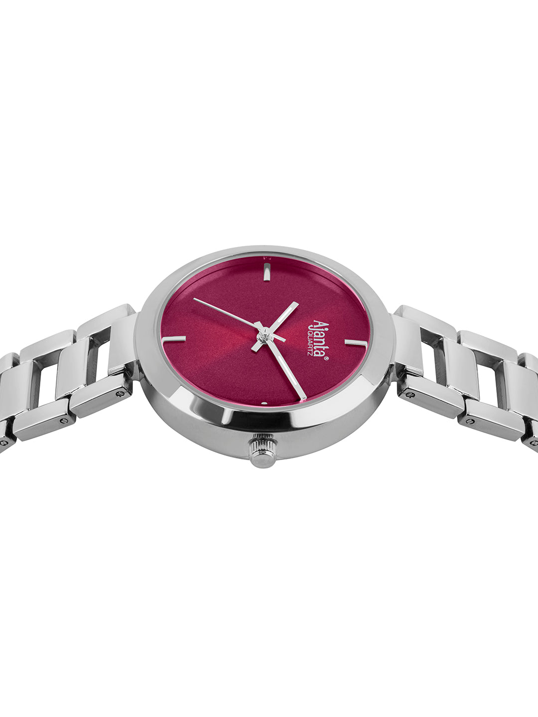 Ajanta Quartz Women’s Silver Analog Watch with Pink Dial, Stainless Steel Bracelet Strap, Elegant Round Stylish Wrist Watch for Women | AWC043MSL/8 (Pink)