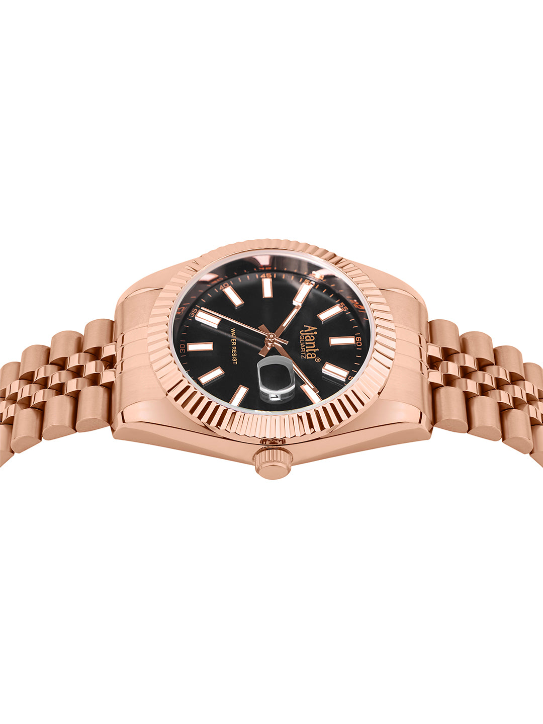 Monaco Rose Gold Black DIal Stainless Steel Day-Date Watch