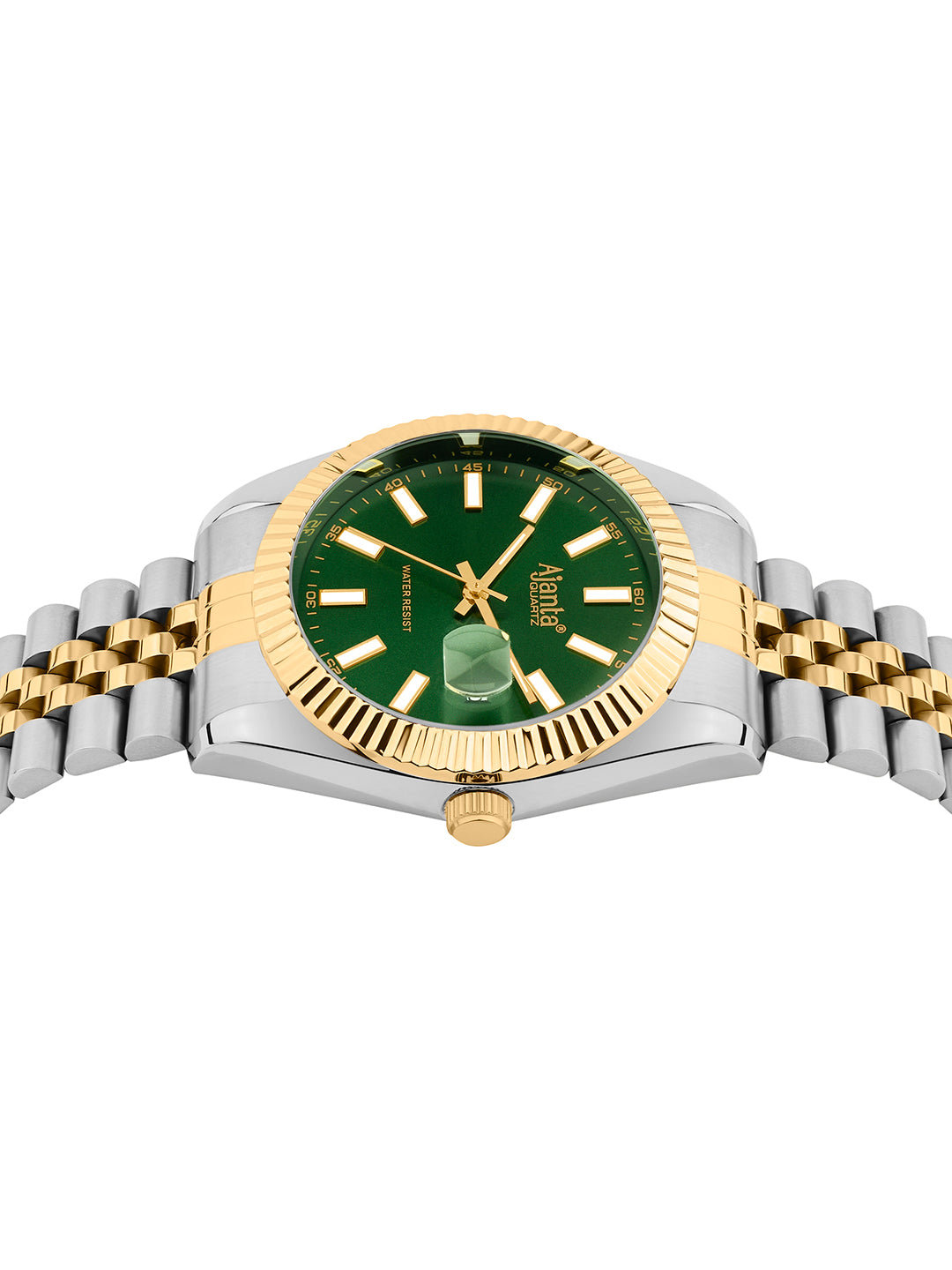 Monaco Two-Tone Green Dial Stainless Steel Day-Date Watch