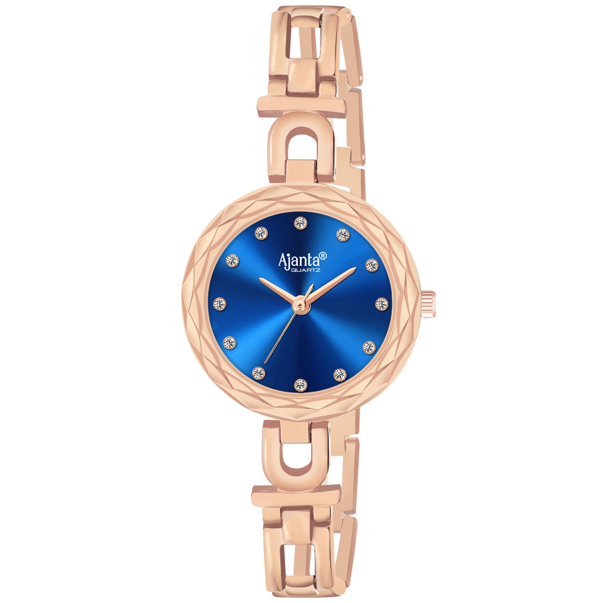 Ajanta Blue Dial Strap Watch | AWC130-1
