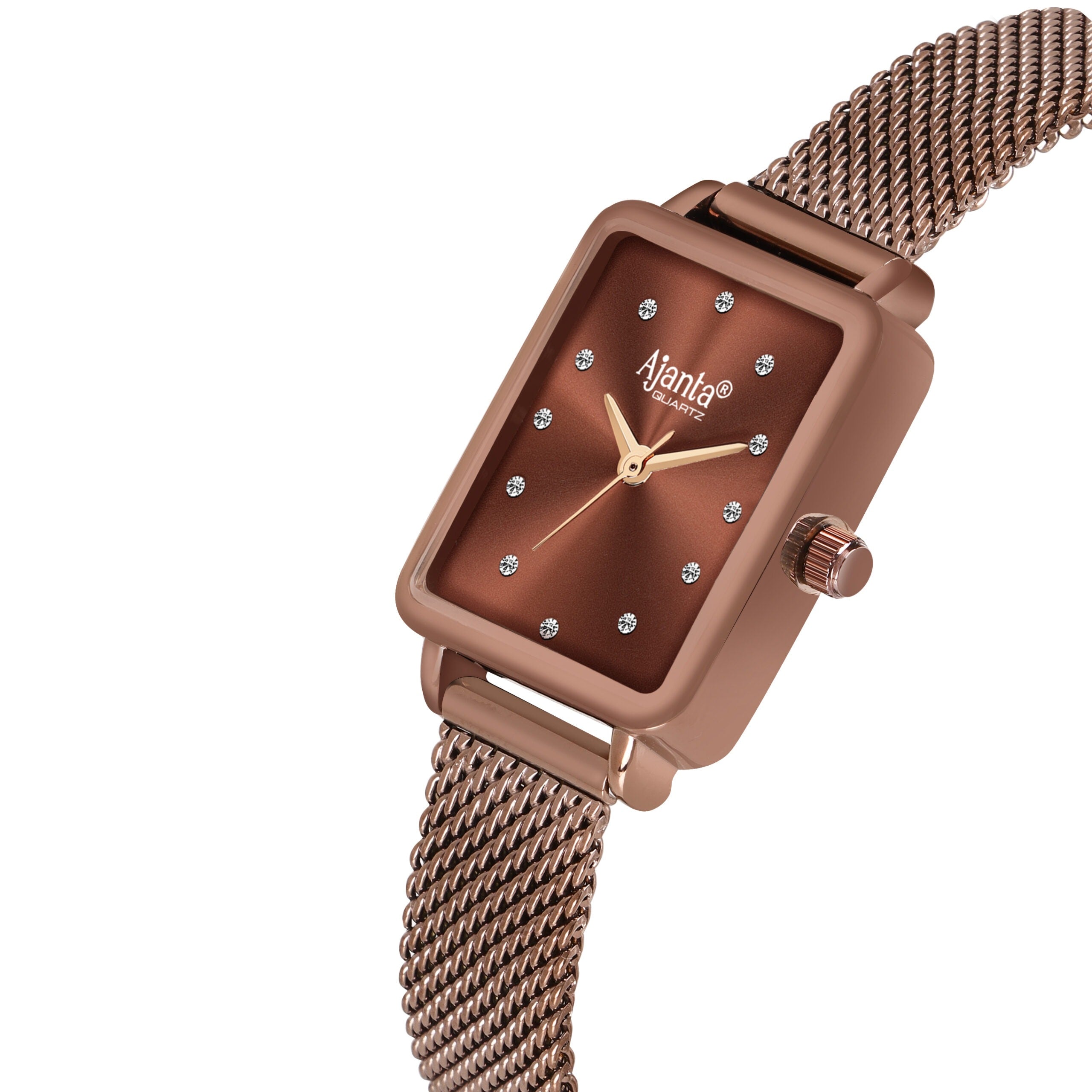 Ajanta Brown Dial Mesh Strap Watch | AWC128ESL/5