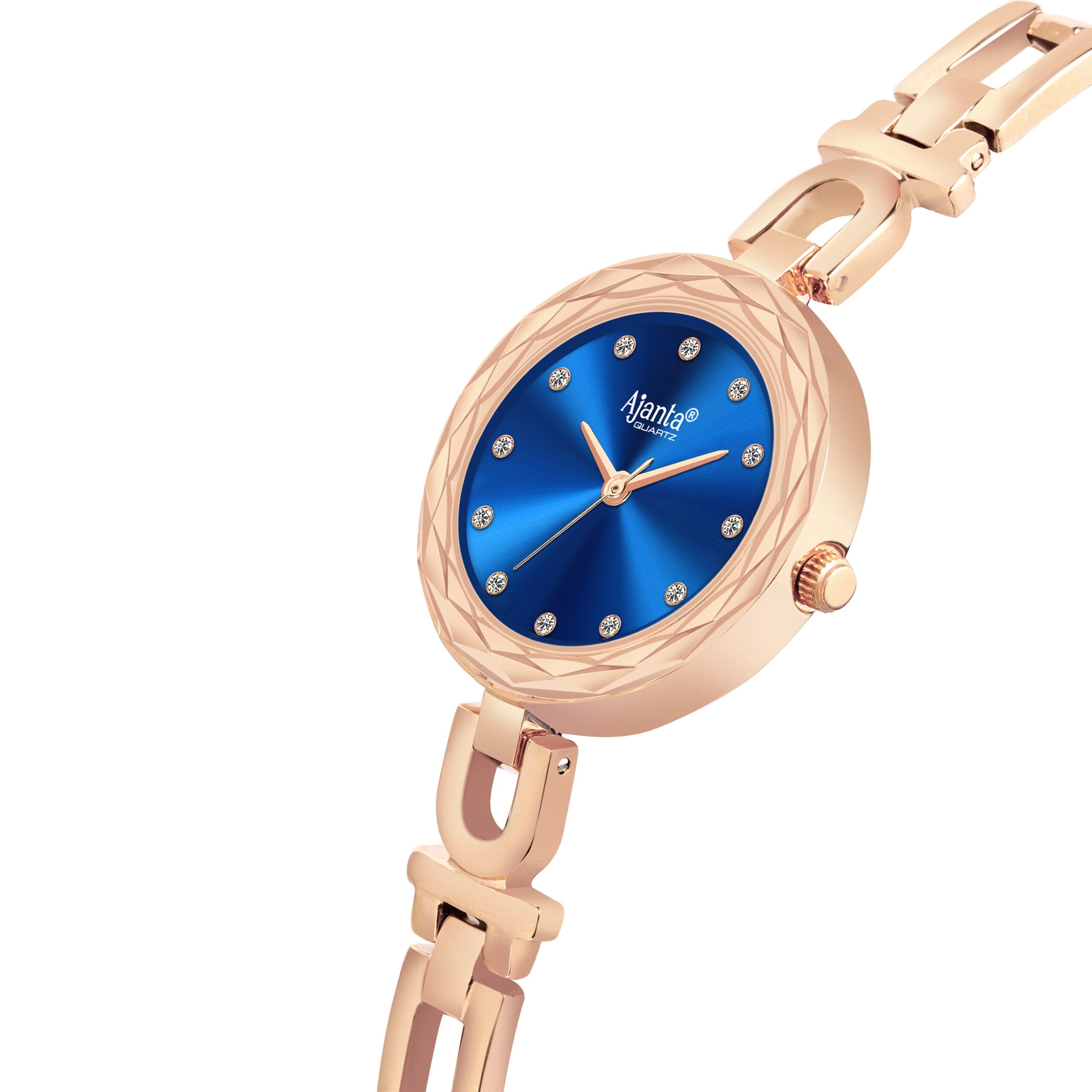 Ajanta Blue Dial Strap Watch | AWC130-1